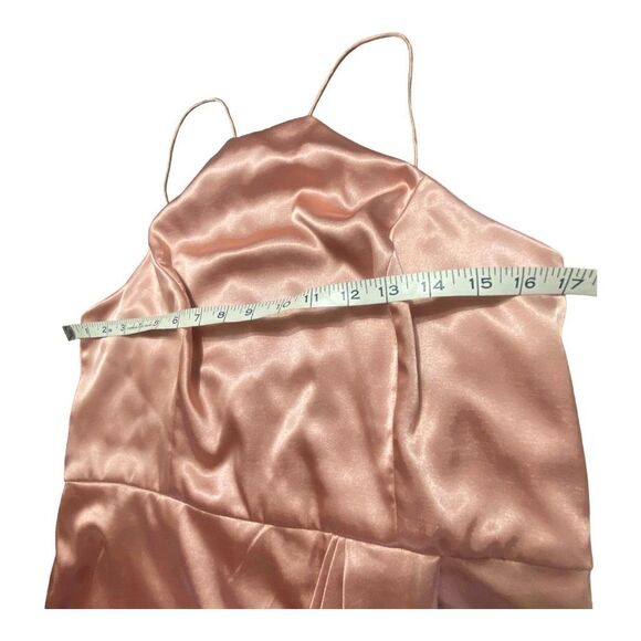 Norstrom After Six 6829 Midi Halter Dress Draped Prom Size 14 Dessert Rose - Picture 11 of 12